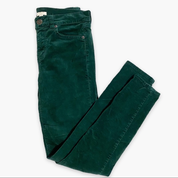 J. Crew Denim - J. Crew | Velour Toothpick Skinny Jeans Stretch Velvet Hunter Green